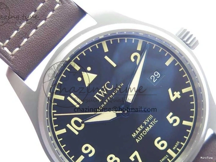 MIROTIME 0323 Mark XVIII IW327006 Titanium V7F 1:1 Best Edition Black Dial on Brown Leather Strap A Attractive 7080